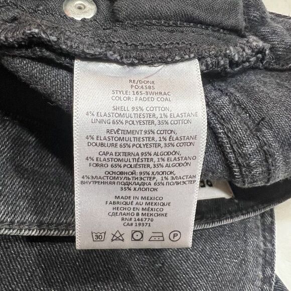 Re/Done 70s Stove Pipe High Rise Jeans Black Ankle Raw Hem NWT Sz 32 / 14 - Picture 11 of 16